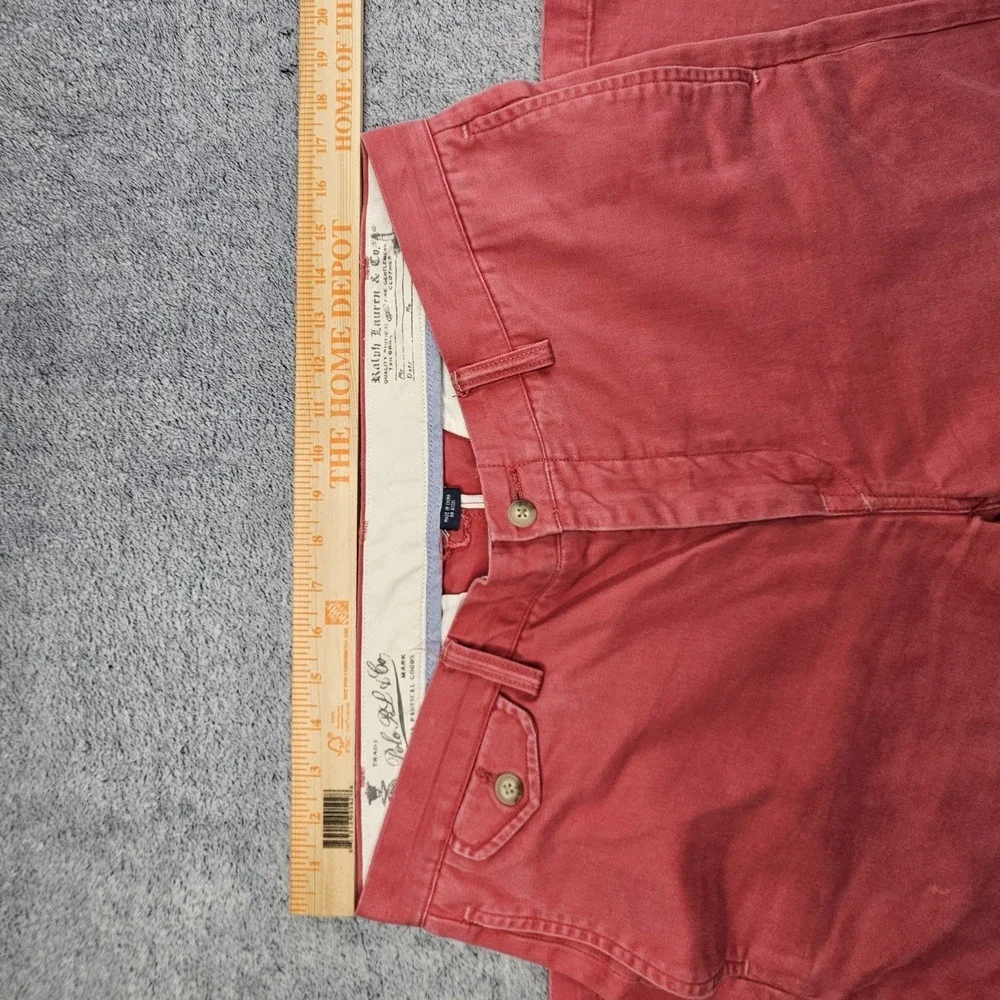Polo Ralph Lauren Classic Fit Pants Mens 38x32 Red Cotton Embroidered Crest 90s